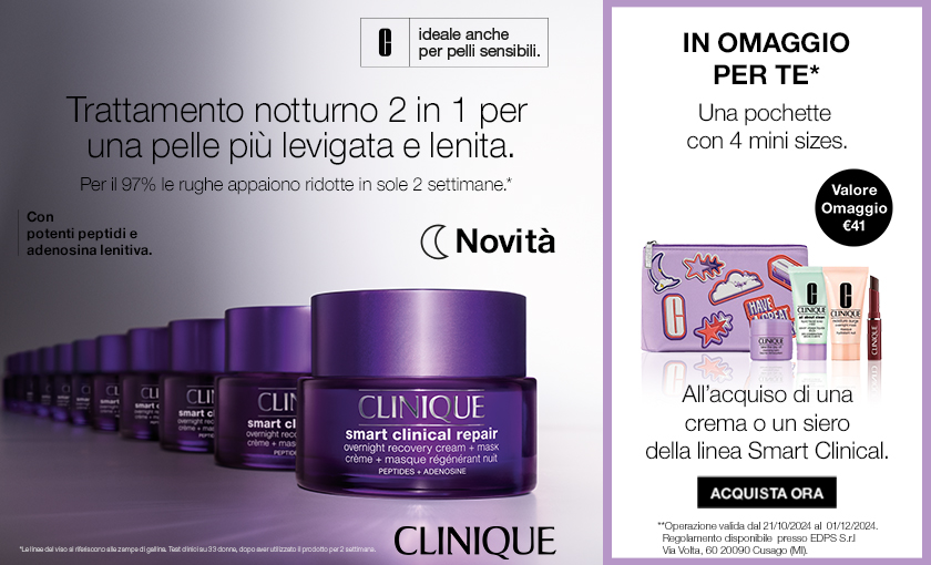 In Regalo con Clinique la pochette con 4 formati viaggio del valore di 41€!